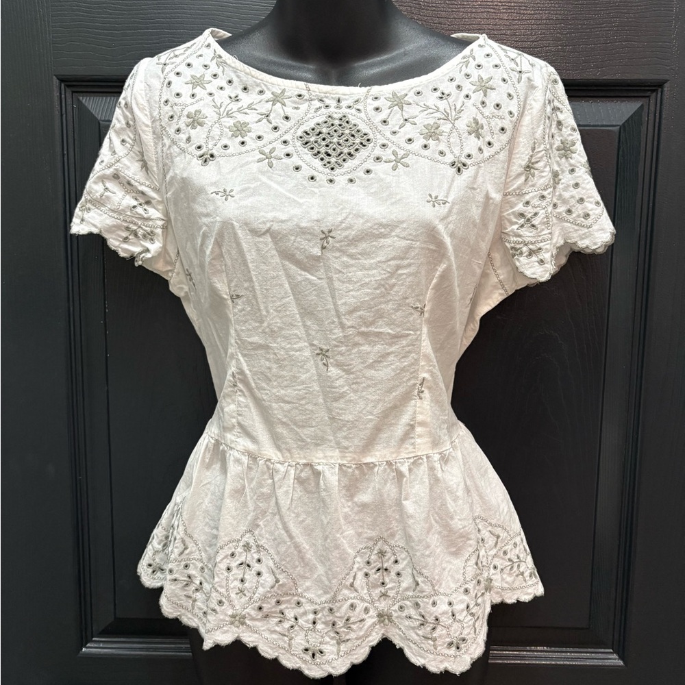 MNG Casual White Eyelet
Peplum Blouse